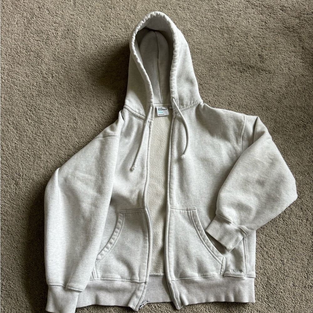 Aritzia Light Gray Zip-Up Hoodie